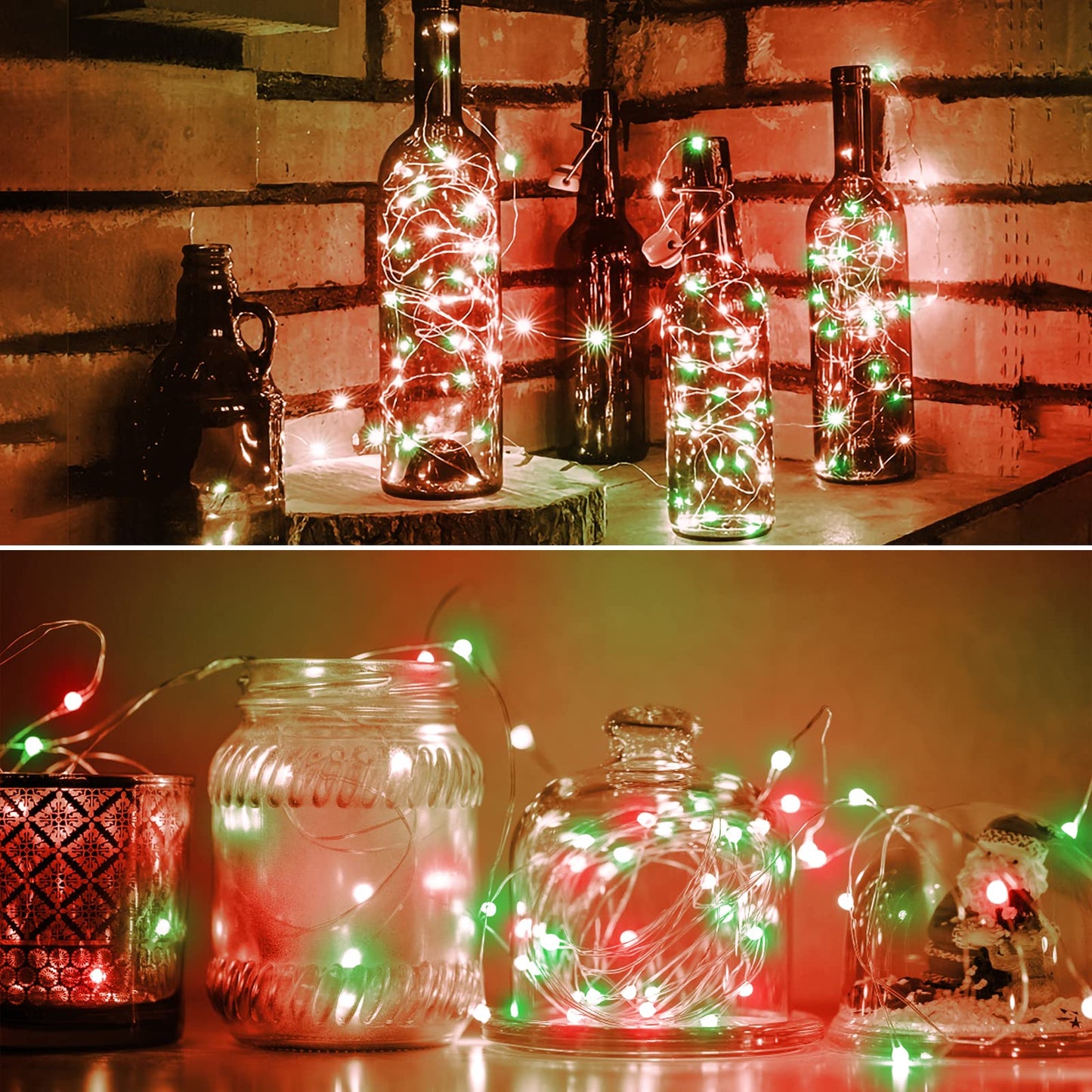 Smacen Led Fairy Lights 100Ft Red And Green Christmas String Lights Indoor Outdoor  Waterproof Copper Wire Starry String Lights Plug In For Wedding Holiday Party  Bedroom  Christmas D?Cor (Red &Green)