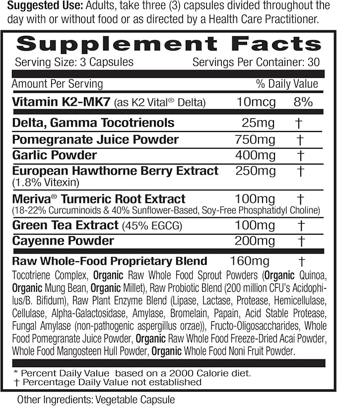 Emerald Labs Heart, Artery & Vein Health - Heart Health Support with Hawthorn Berry, Meriva Turmeric, Vitamin K2 as Vital Delta MK-7 & More - Gluten-Free - 90 Vegetable Capsules (30-Day Supply)