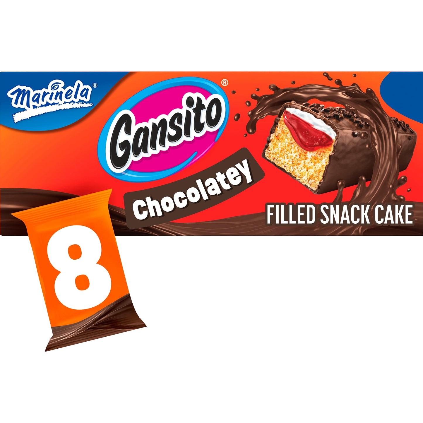 Marinela Gansito Strawberry and Crme Filled Snack Cakes | 1 pack (8 count)