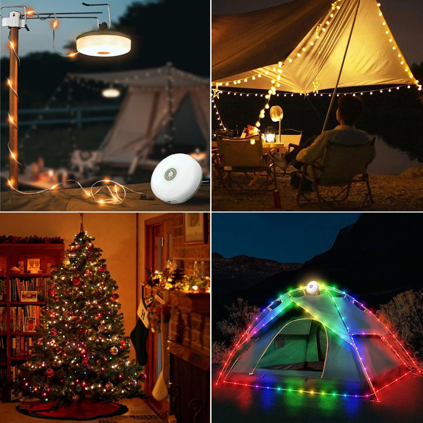 3-Pack Camping String Lights  4 In 1 Portable Camping Light Rechargeable  8 Lighting Modes  Usb Charging  Quick Storage  32.8Ft Waterproof Tent Lights String For Camping  Hiking  Yard  Christmas