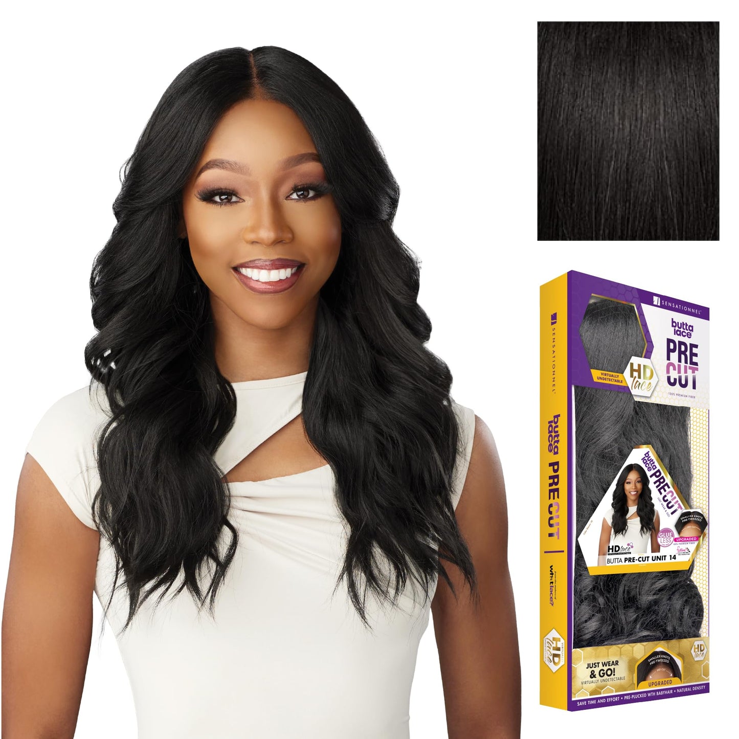 Sensationnel Butta Lace Precut Wigs - Unit 14 Glueless Extra Wide 5 Inch Deep Parting Synthetic Pre Tweezed Smaller Knot Hairlin