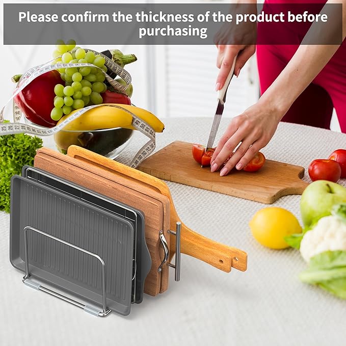 Cutting Board Stand and Organizer - Stainless Steel Rack for Countertop, Chopping Board Holder (1 Pack)