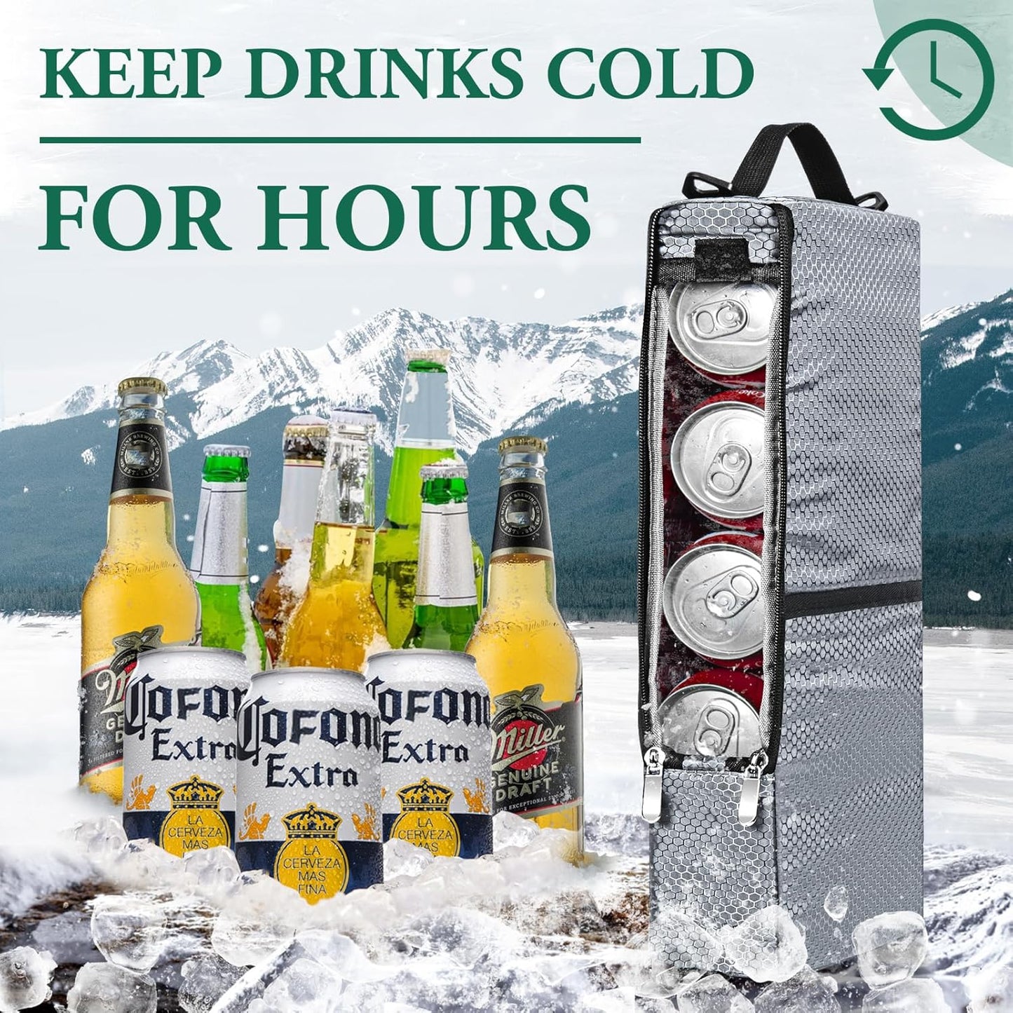 Golf Cooler Bag - Golf Accessories Gifts for Men Women Holds 6 Beer Cans or 2 Wine Bottles, Fits in Golf Bags Insulated Beer Cooler for Golfing, Beach Days, Picnic