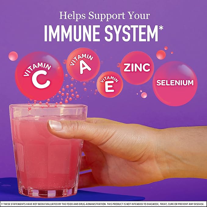 Vitamin C 1000mg (per serving) - Airborne Very Berry Effervescent Tablets (36 count in a box), Gluten-Free Immune Support Supplement, With Vitamins A C E, ZINC, Selenium, Echinacea & Ginger