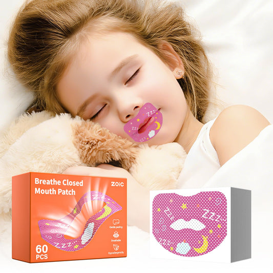 60pcs Mouth Breathing Correction Patch, Children's Closed Mouth Patch, Adult Anti-snoring, Closed Mouth Patch, Improve Mouth Breathing Facial Problems (Pink, 60pcs-Ages 3-7)