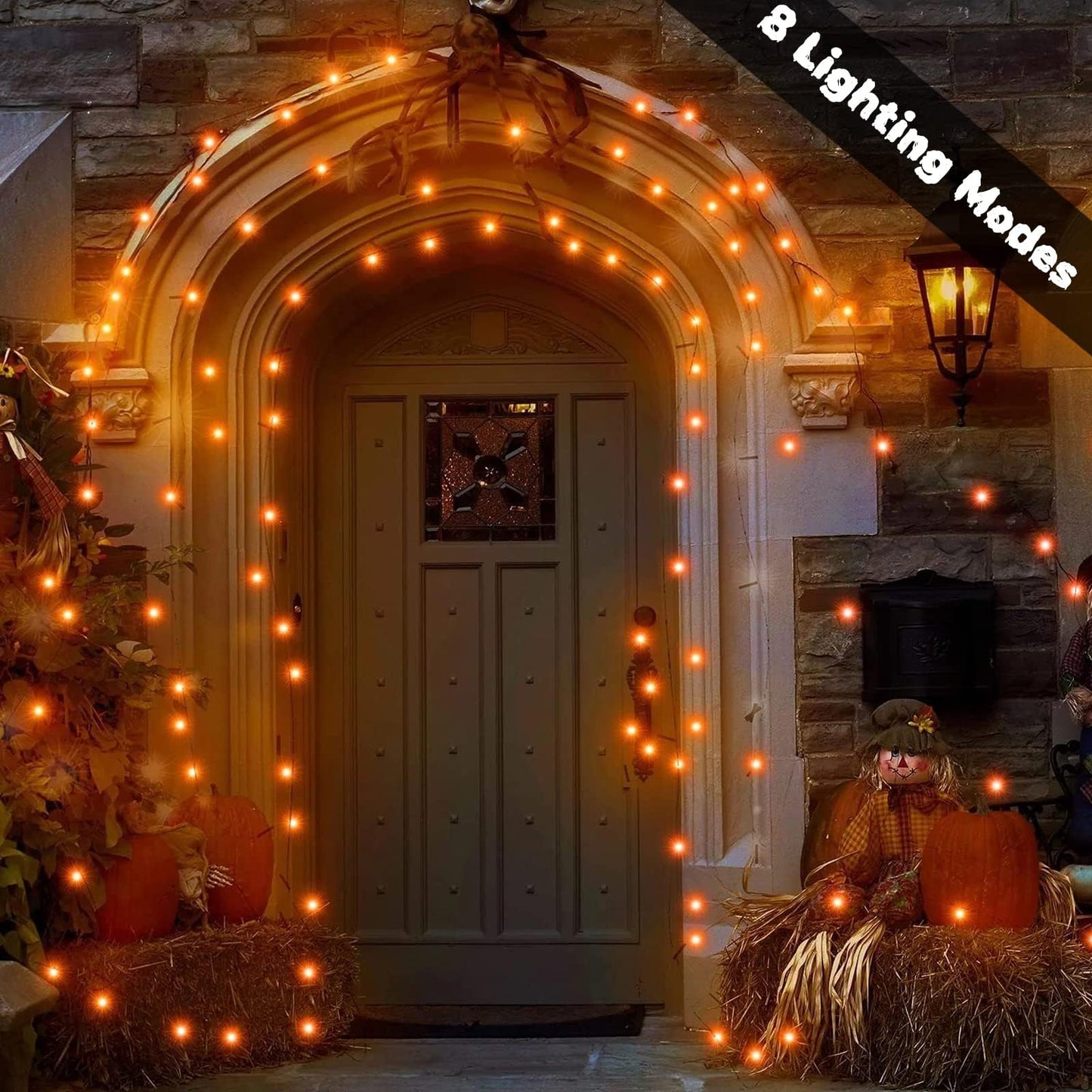 66Ft 200 Led Halloween Fairy Lights Plug In  8 Modes String Lights With Timer For Outdoor & Indoor  Waterproof Twinkle Lights For Bedroom Garden Party Carnival Supplies Halloween Decorations (Orange)
