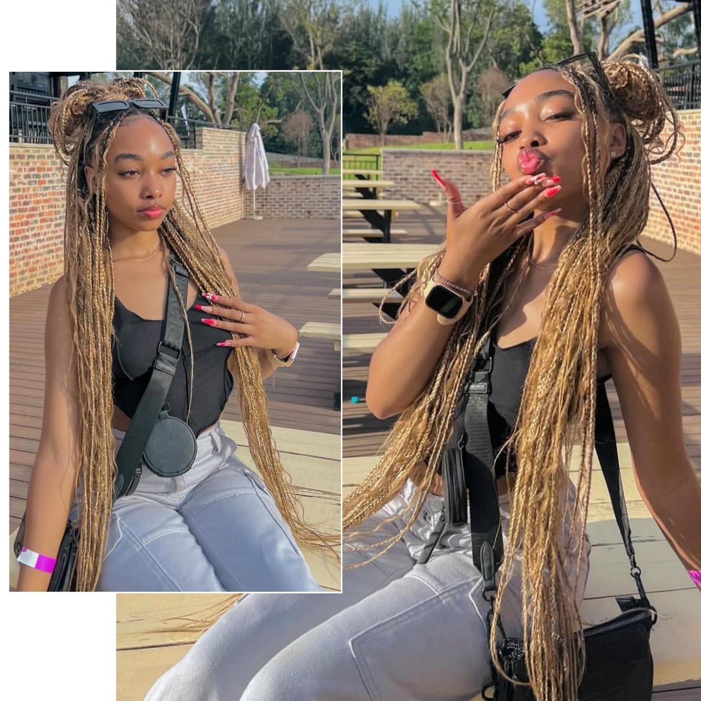 Brown Blonde Braiding Hair Pre Stretched for Knotless Box Braids 27/30/613 Mixed Box Braids Hair Extension for Braiding