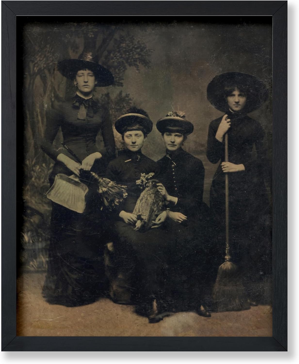Poster Master Vintage Four Witches Coven Poster - Retro Witches Print - Witchcraft Art - Halloween Art - Gift for Men & Women - Gothic Decor for Living Room, Bedroom or Dorm - 8x10 UNFRAMED Wall Art