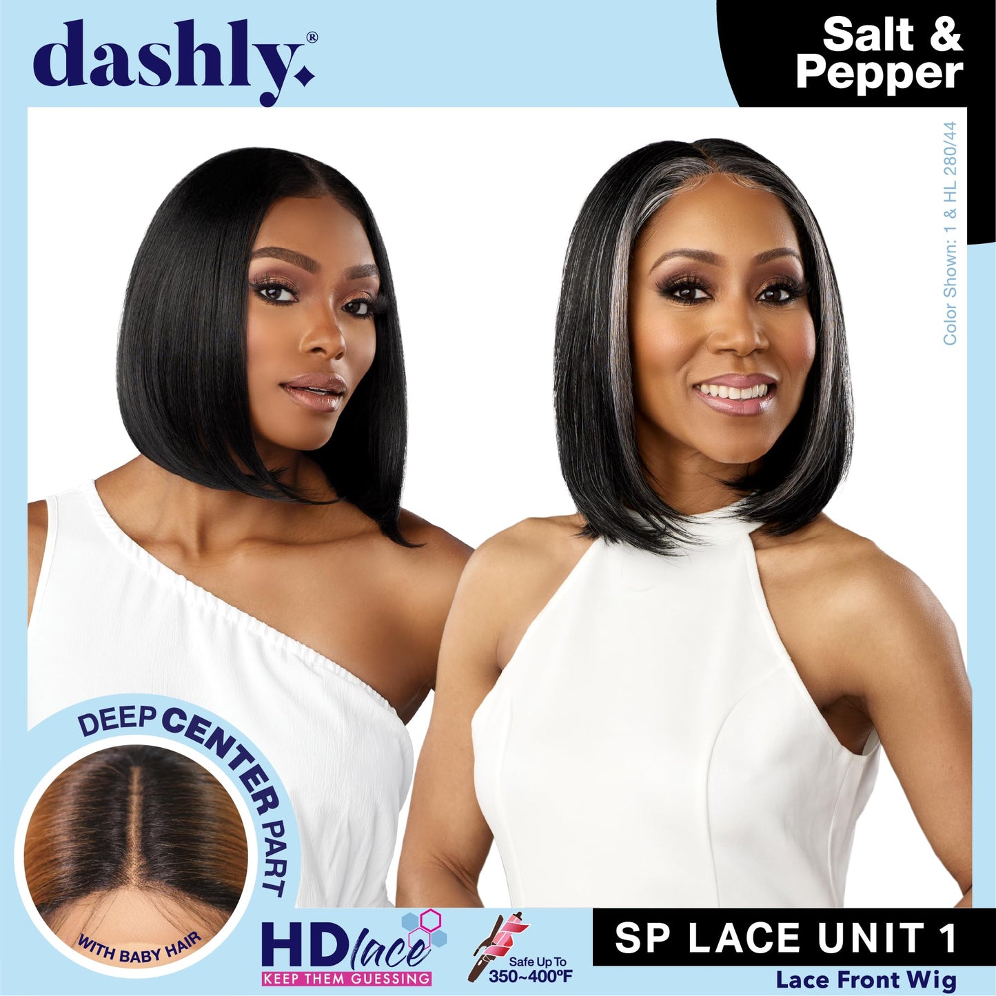 Sensationnel Dashly Lace Saltandpepper Wig - Sp Unit 1 Hand Tied Laceparting Ear to Ear Synthetic (M44)