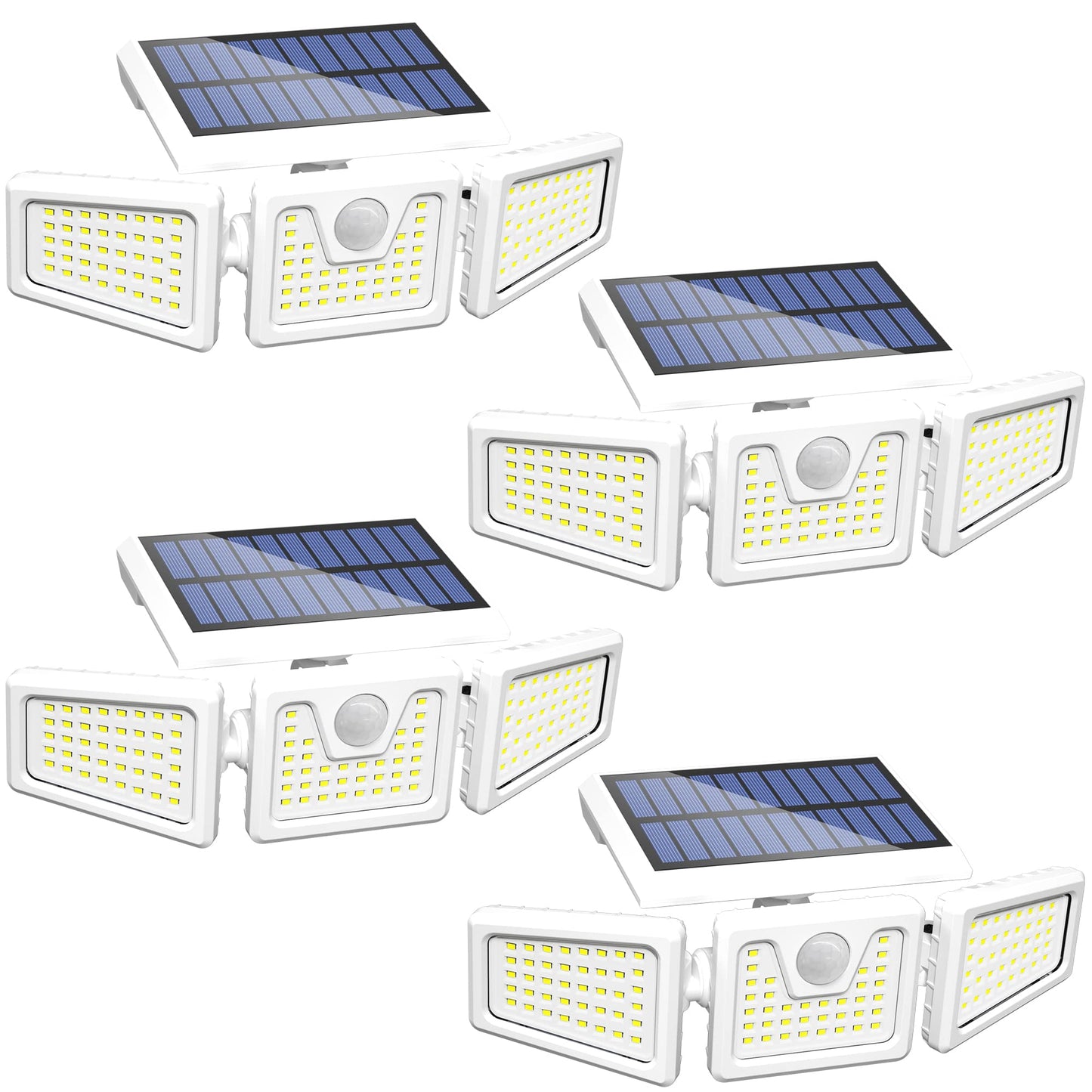 INCX Solar Powered Motion Sensor Security Lights, 118 LED, IP65 Waterproof, 4 Pack, White