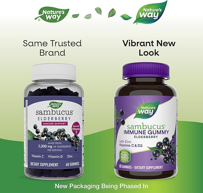 Garden of Life Organics Men's Gummy Vitamins Multi Berry, 120 Count & Nature's Way Sambucus Elderberry Immune Gummies, Daily Immune Support for Kids and Adults*