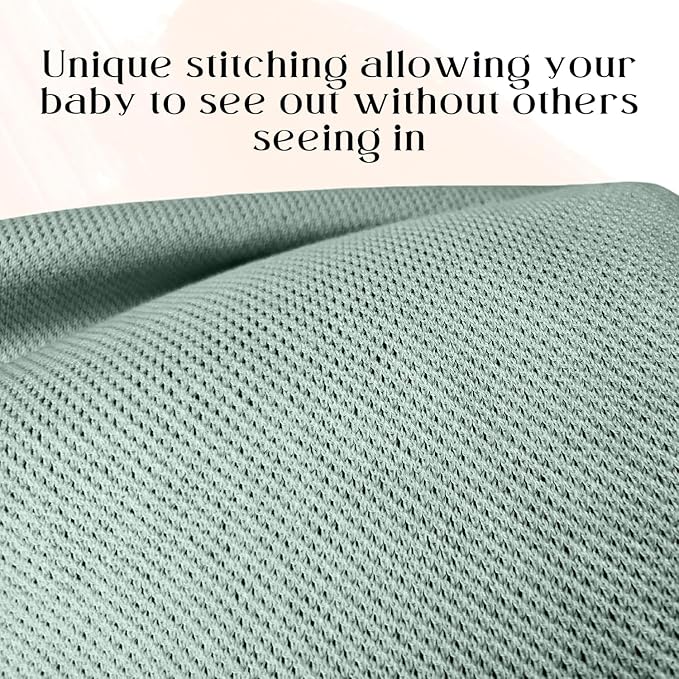 Little Rou Peekaboo Nursing Cover Up for Breastfeeding - Breathable Knit - Soft Organic Cotton & Cashmere Breast Feeding Poncho for Women - Privacy Feature - Includes Mesh Laundry Bag (Sage)