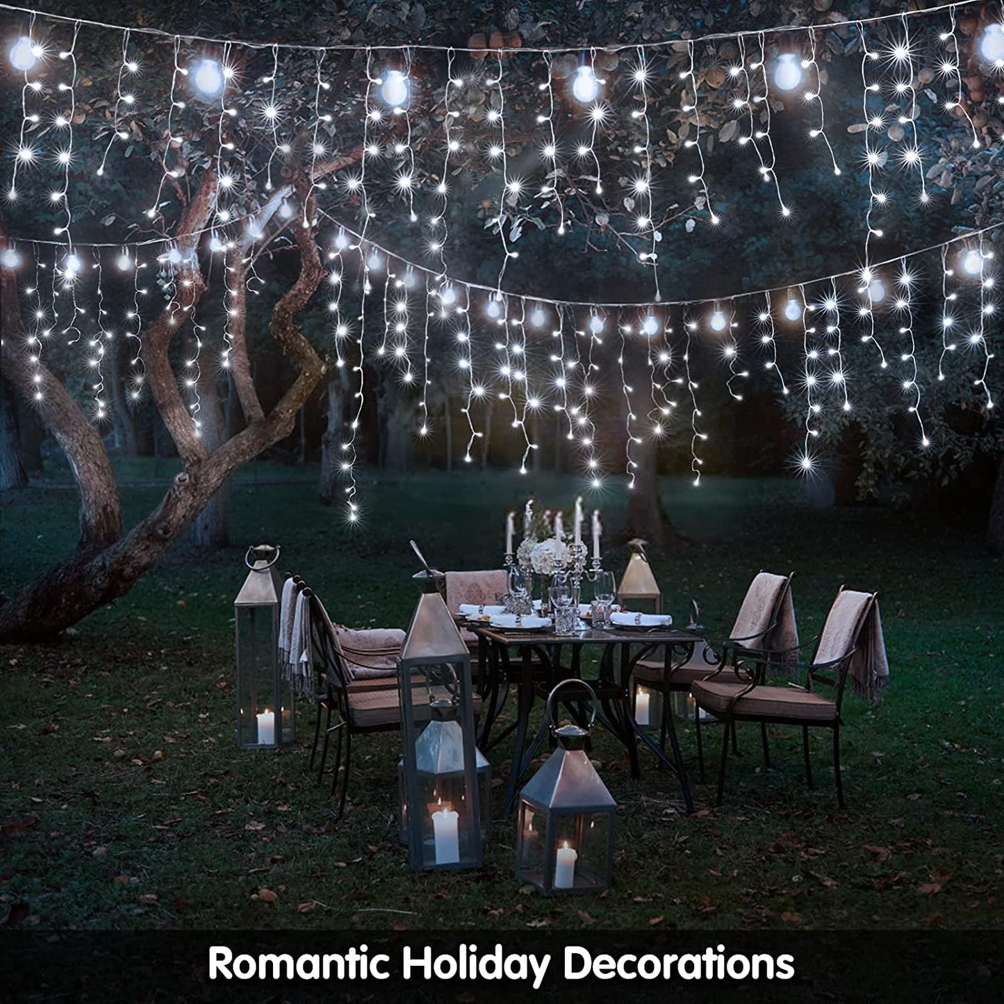 Kiflytooin Led Christmas Lights - 400 Led, 8 Modes, Waterproof, Cool White, Model Gp-Sw290Dc0209, Indoor/Outdoor Hanging Decorations