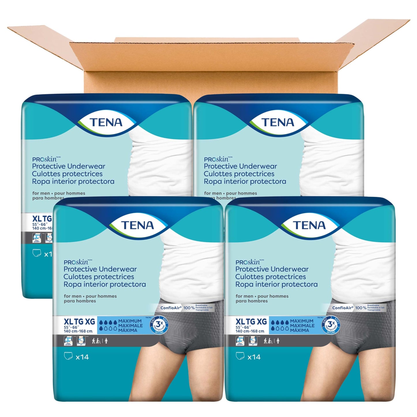 Tena ProSkin Incontinence/Bladder Control Underwear for Men, Maximum Absorbency, Extra Large, 56 ct