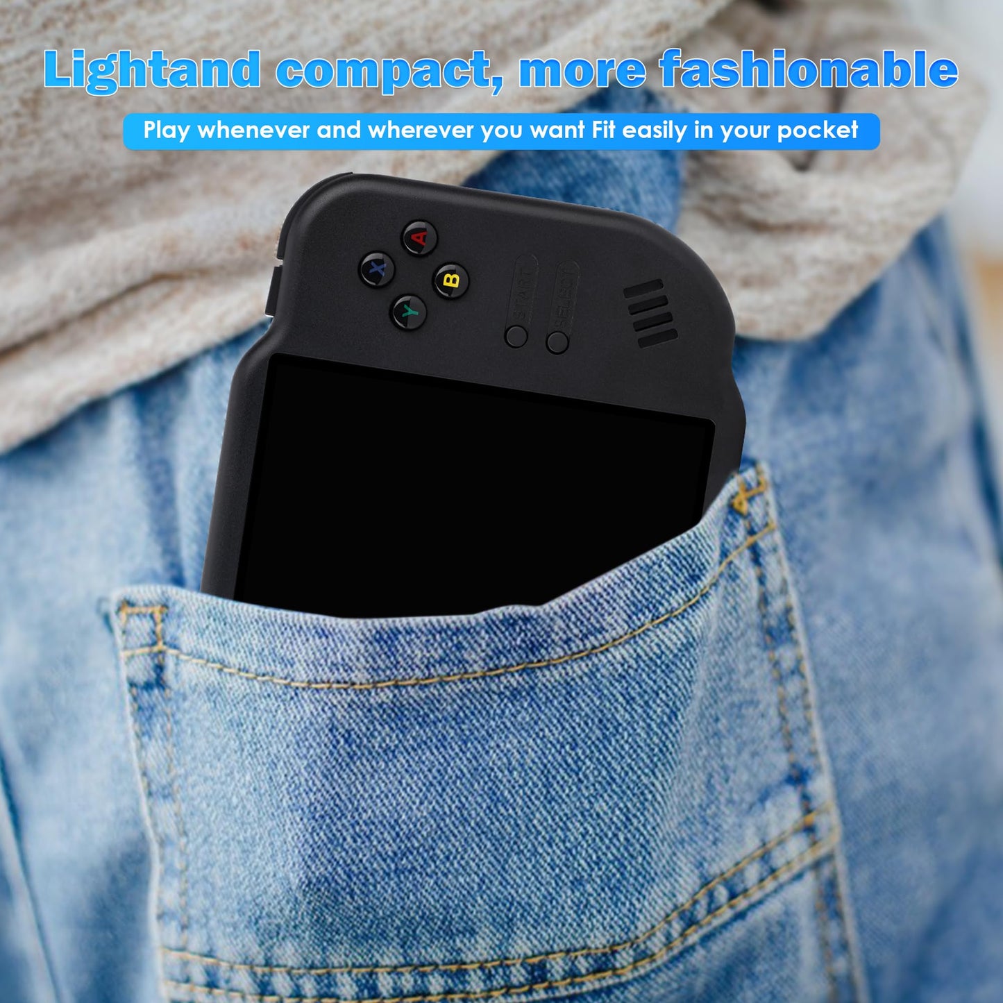 MagicX Zero 40 Retro Handheld Game Console , 3.4 Inch IPS Screen Linux System Sunken Dual Joystick Built-in 64G TF Card Handheld Emulator Support 4.2G WiFi Bluetooth TV Output(Black)