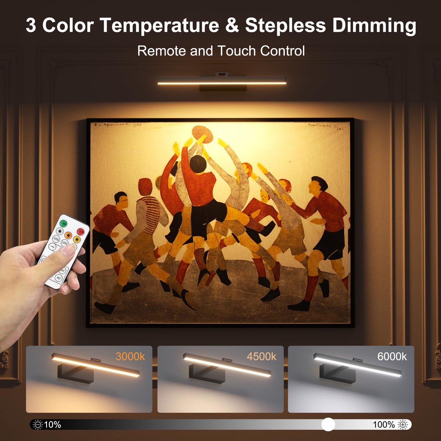 Aoceley Wall Sconce Light, 10000mAh USB-C Rechargeable, 3CCT Dimmable, Remote/Touch Control, Aluminum, Black, Model 7520