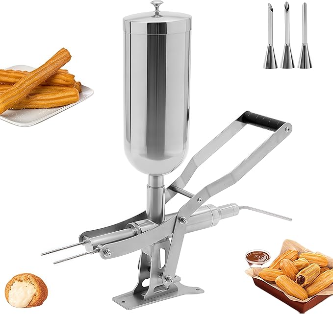 Commercial Donut Filler Machine, 5L Manual Donut Jelly Filler Injector with 1 Long Nozzle & 3 Short Nozzles, Stainless Steel Jelly Cream Filling Machine for Bakerie Restaurant Cafe