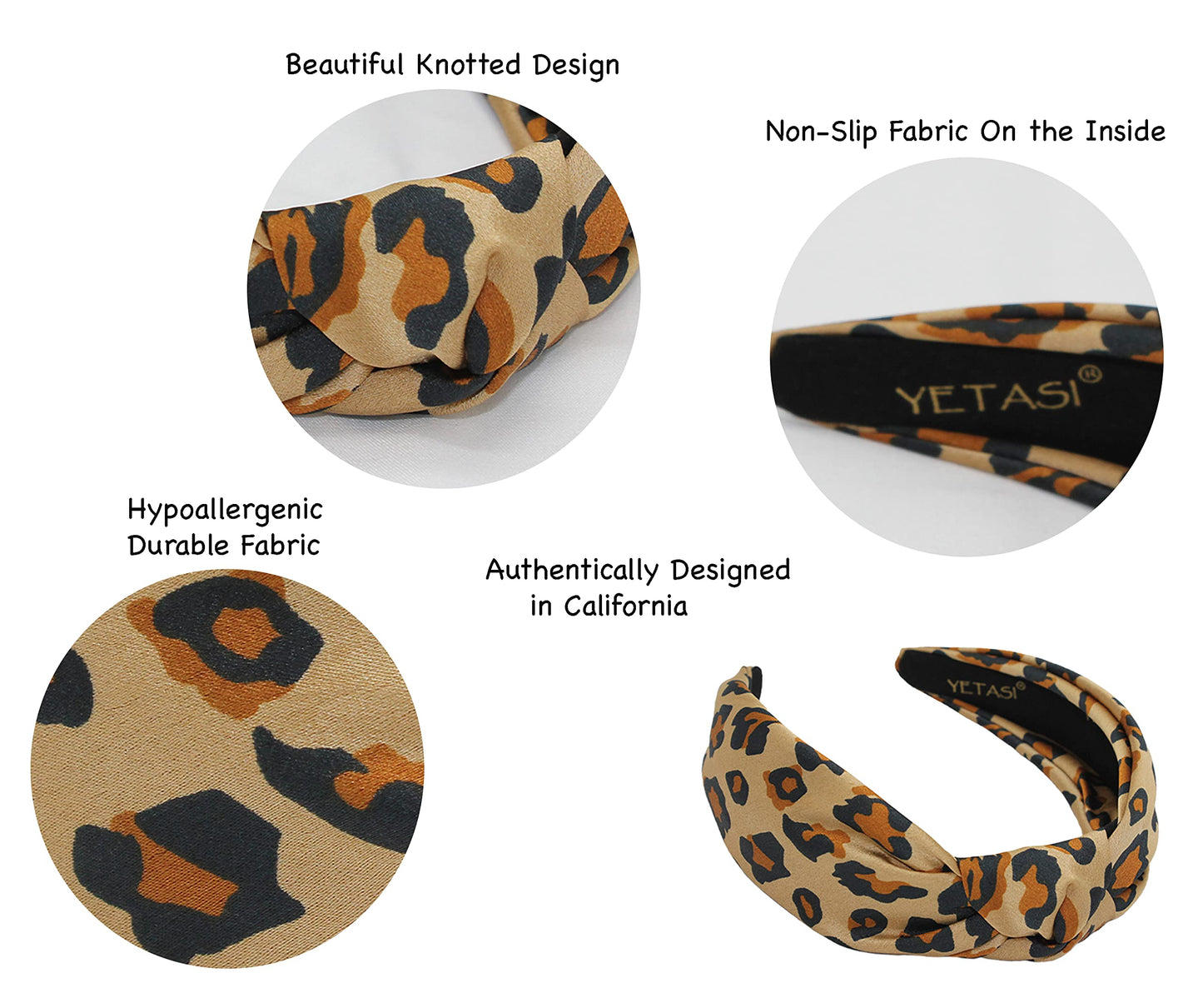 YETASI Brown Satin Cheetah Knotted Headband for Women is Classy. Head bands for Women 's Hair Designer Headbands for Women are C