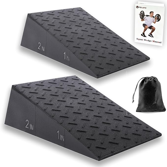 Folaps Squat Wedge with Step-by-Step Guide: 15-Degree Non-Slip Blocks for Deep Squats Lower Body Exercises - Improve Stren...