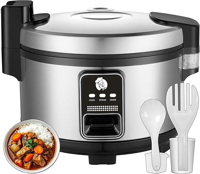 15L Large Capacity Commercial Rice Cooker & Food Warmer 84 cups cooked / 32 cups uncooked Stainless Steel rice Electiric Rice Cooker | One Touch | Automatic Warm with Non-Stick Inner pot