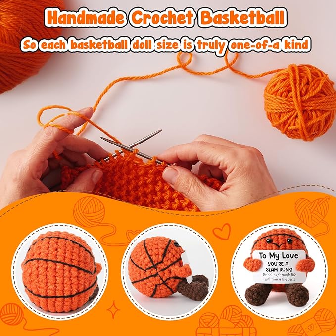 Romantic Gifts for Him Her Boyfriend Girlfriend, to My Love Handmade Crochet Basketball Decor, Birthday Wedding Anniversary Presents for Husband Wife Couple, I Love You Gift for Women Men