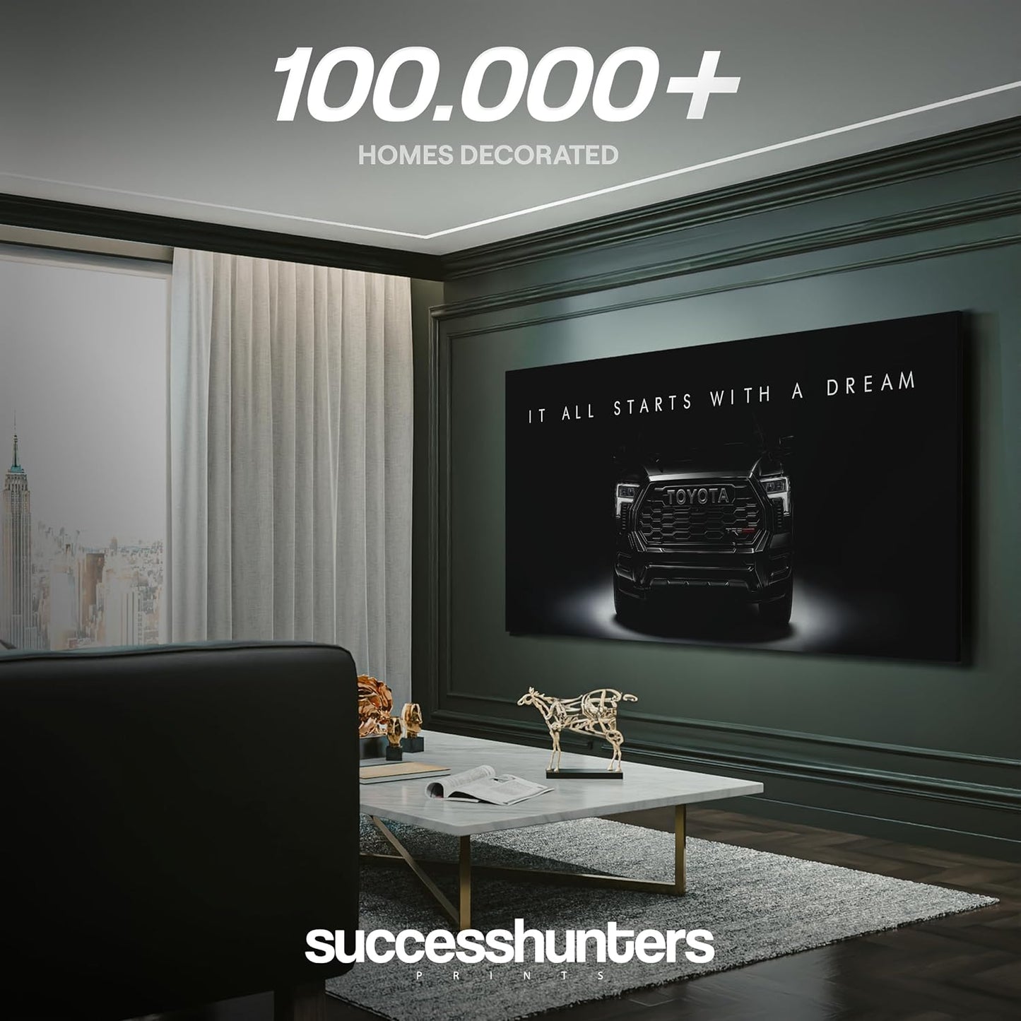 Motivational Wall Art for Office, Super Car Art Canvas, Inspirational Automotive Decor for Toyota Tundra TRD Pro Sportscar Lovers, Motivational Wall Decor for Home, Car Poster (15" x 30" in)