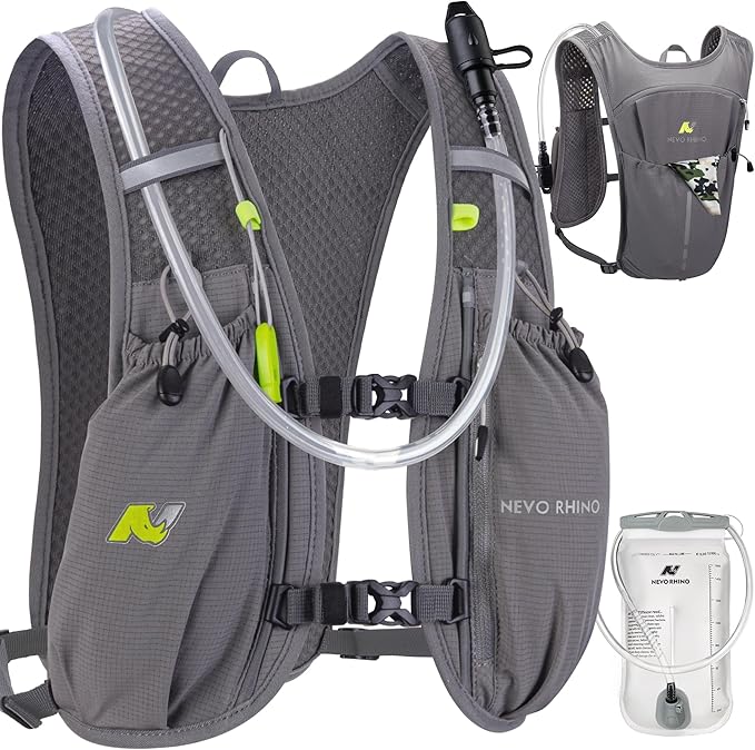 N NEVO RHINO Running Vest, Lightweight Hydration Vest, Insulated Water Backpack with 1.5L Water Bladder for Hiking, Trail,...