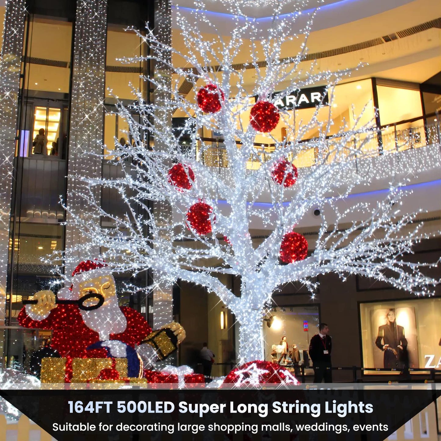 Jnaurb Color Changing Christmas Lights, 175ft, 500 LED, Waterproof, Remote, 11 Modes, White & Multicolor, Model LED0823500