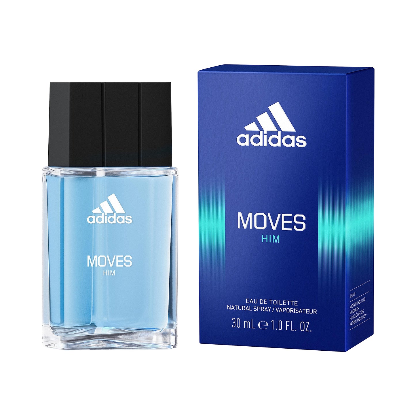 Adidas Moves Him Eau de Toilette 1 fl oz (Pack of 1), Notes of Green Apple, Cedarwood, Musk, Men's Fragrance, Long Lasting, Spor