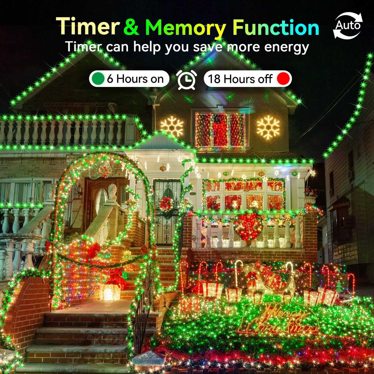 Hezbjiti 1000LED Outdoor Christmas String Lights, 394FT, Green, Waterproof, Remote, 8 Lighting Modes, Timer