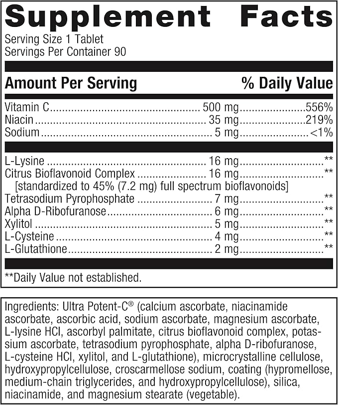 Metagenics Ultra Potent-C 500 Vitamin C - Gentle, Buffered Vitamin C Supplement - Immune Support Supplement* - Ascorbic Acid - 90 Tablets