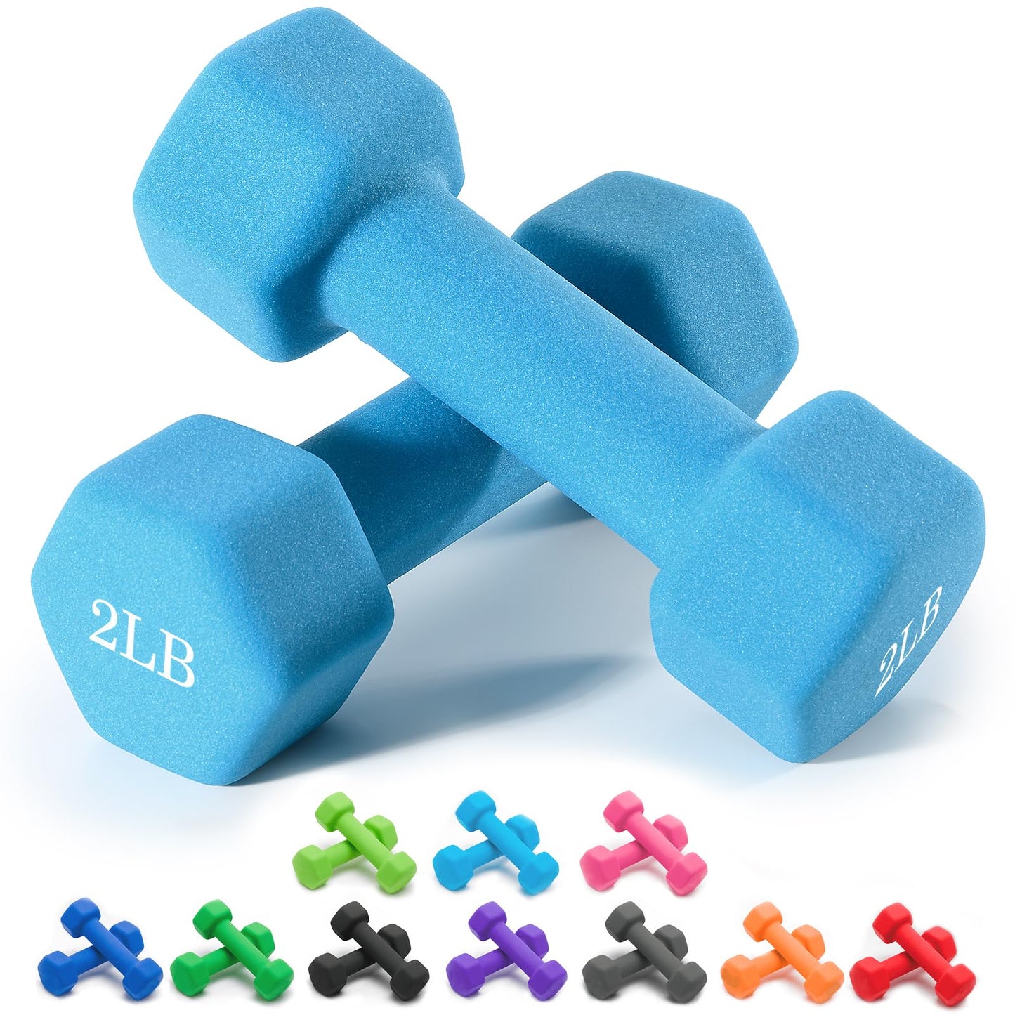 Portzon 10 Colors Options Compatible with Set of 2 Neoprene Dumbbell,1-15 LB, Anti-Slip, Anti-roll, Hex Shape