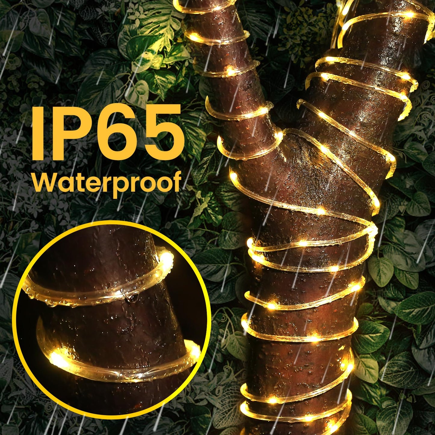 Lhylds 200 Led Solar Rope Lights, 72Ft Waterproof Warm White For Outdoor Decor, Trampoline, Pool, Garden, Yard, Pathway Lighting