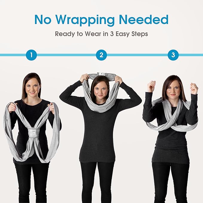 Original Baby K'tan Baby Carrier: #1 Easy Pre-Wrapped, Soft, Slip-On, No Rings, No Buckles | 5 in 1 Baby Sling Gift | The Best Hands Free Infant Wrap | Heather Grey | X-Small