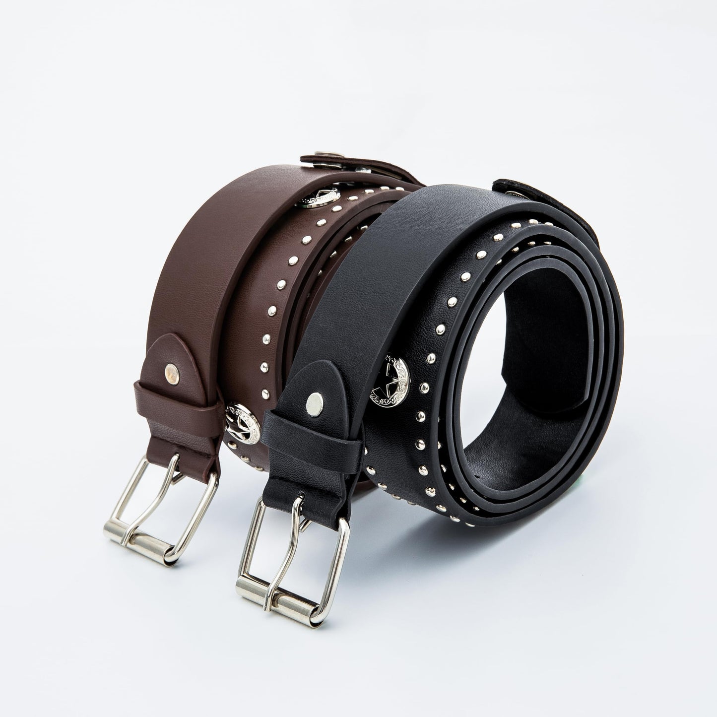 1PC Studded belt LED Y2K punk，suitable for activities or festivals, for both men and women(with LED lights embedded in the belt) (Brown)