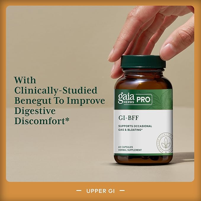 Gaia Herbs Pro GI-BFF Digestive Health Support Supplement* - GI Health Supplement with Organic Fennel & Cinnamon Bark - Benegut for Occasional Gas & Bloating* - 60 Powder Capsules (60 Servings)