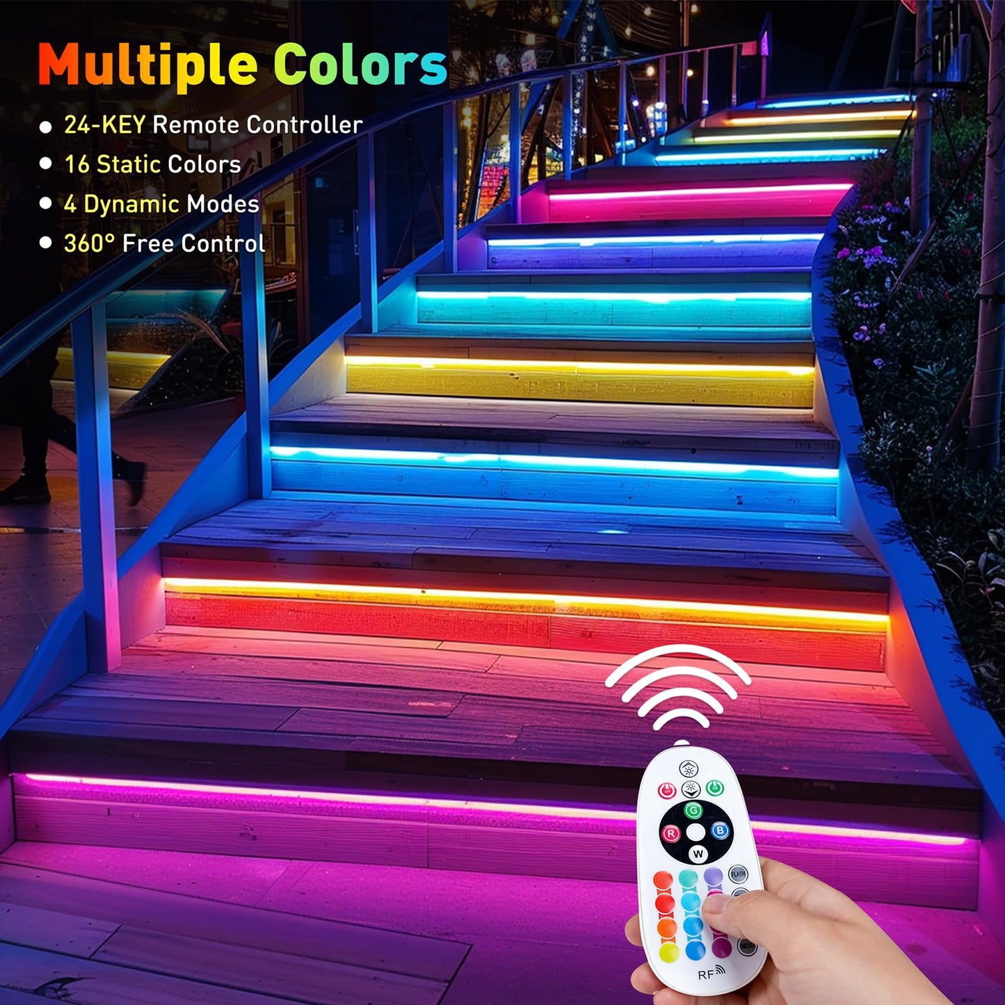 KANAYA RGB Led Neon Rope Lights, 16ft Waterproof Color Changing Strip, Remote Control, PVC Material, Model LMD-CNEON-RGB-16FT