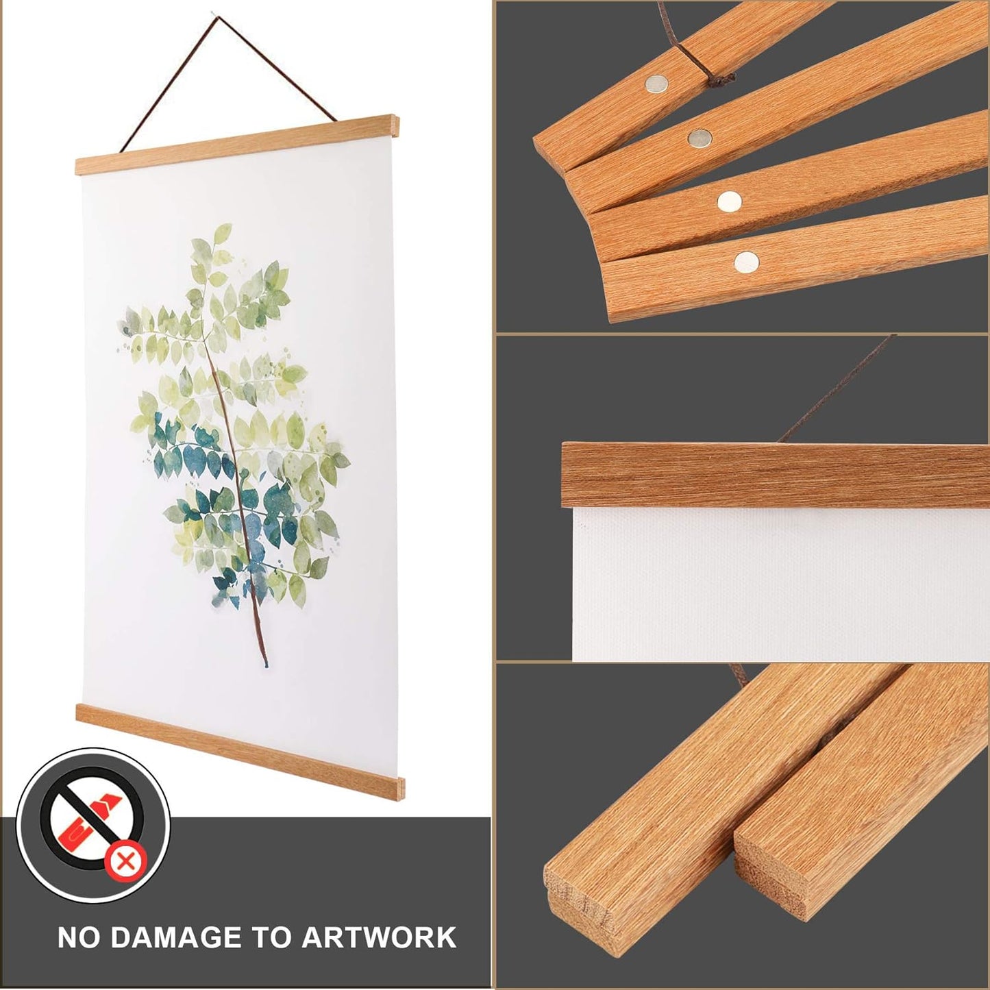 WITCOLOR Magnetic Poster Hanger Frame - 16x20 16x24 16x12 Wooden Poster Frame, Solid Teak Wood, Strong Magnets for Easy Hanging Posters Maps Pictures Canvas Scrolls Print Wall Art Christmas Decor