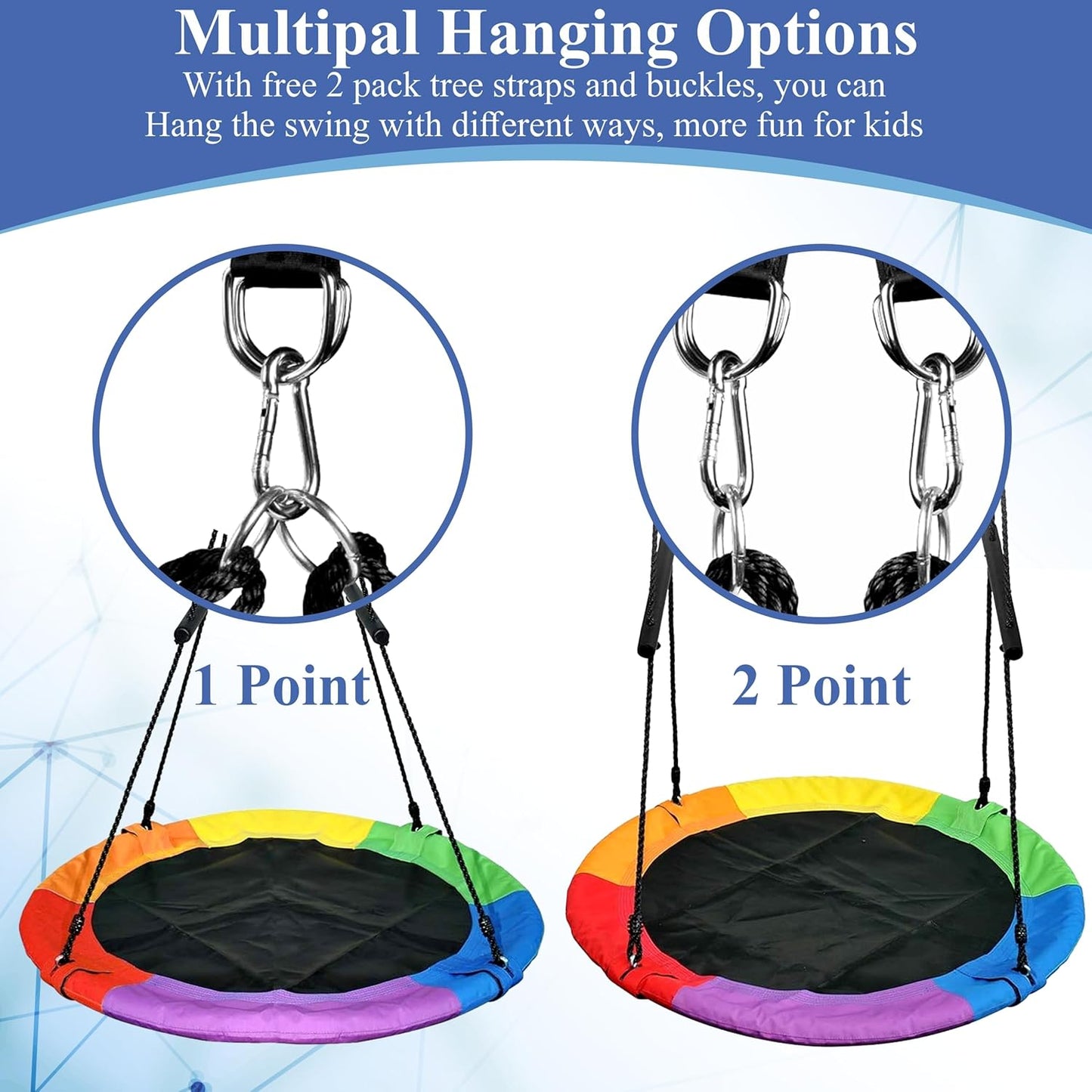 Saucer Tree Swing for Kids – 40 Inch Round Saucer Swing with Adjustable Hanging Straps, Waterproof 900D Oxford Fabric in Indoor & Outdoor Fun with Full Installation Tools & User Manual