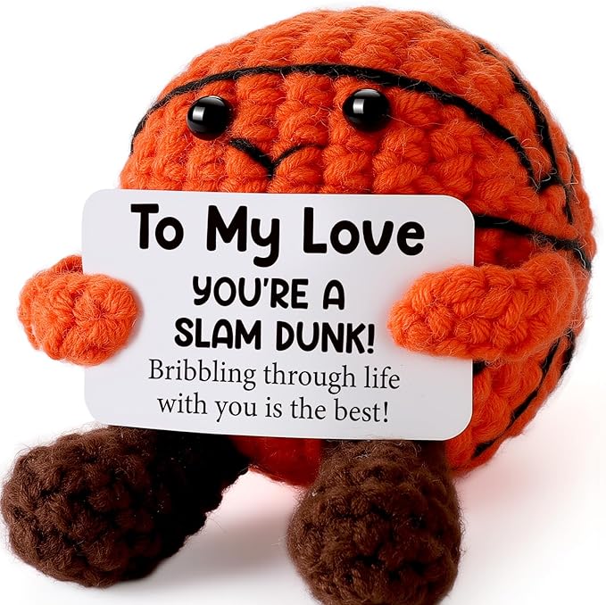 Romantic Gifts for Him Her Boyfriend Girlfriend, to My Love Handmade Crochet Basketball Decor, Birthday Wedding Anniversary Presents for Husband Wife Couple, I Love You Gift for Women Men