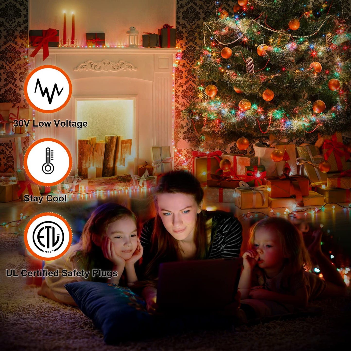 cerflyer Christmas String Lights 320 LED 11.5 Ft with Star Topper, Multicolor, 8 Light Modes, Model YLS1000WD01