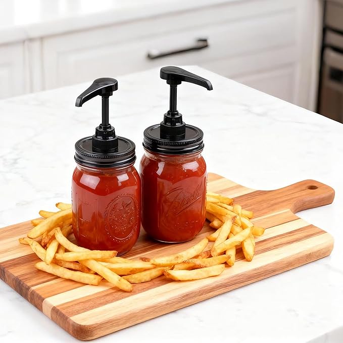 Glass Syrup Sauce Bottle with Dispenser Pump 16 Oz Mason Jar Honey Coffee Syrup Condiment Container Food Grade Airtight & Leak-Proof -2 Set