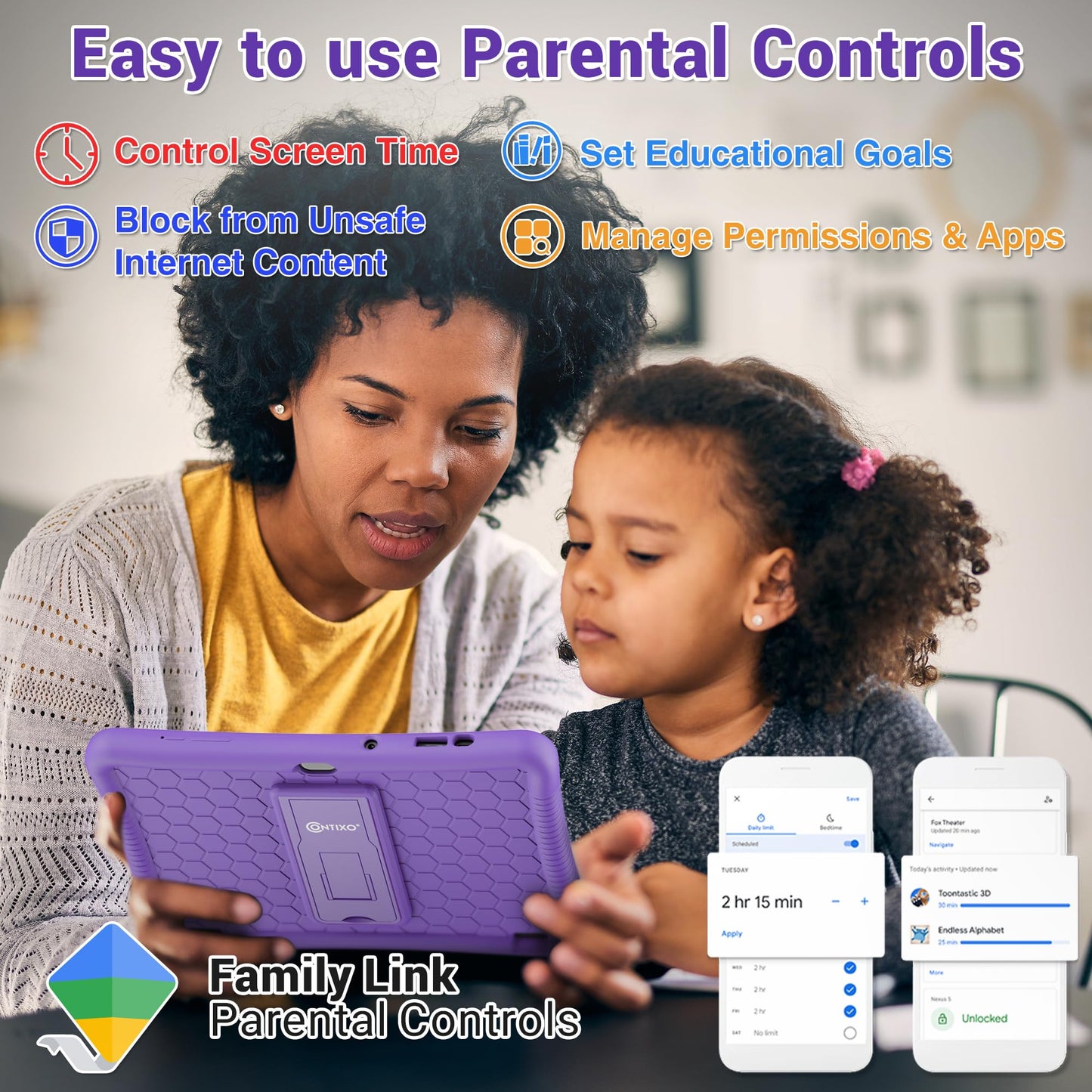 Contixo 10-Inch Kids Tablet - Ages 3-12, 80 Disney Ebooks ($350 Value), 32Gb Storage, Android, Parental Controls, Silicone Case