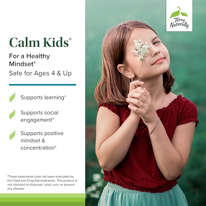 Terry Naturally Calm Kids - Calm Child Supplement - Brain Health Supplement for Focus, Memory & Concentration - Attention Support for Kids - Support Learning & Concentration - 60 Capsules (Pack of 2)