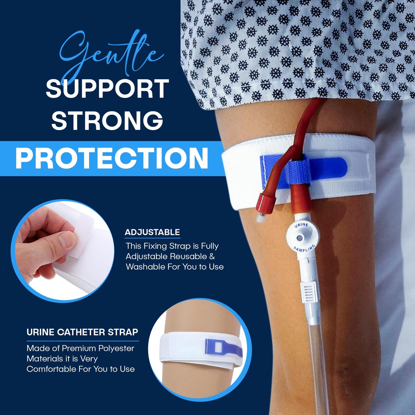 ViDava 3 Pack Foley Catheter Leg Strap, with Silicone to Reduce Slipping, Secure Your Urinary Catheter with ViDava Catheter Straps 23" Long x 2" Wide