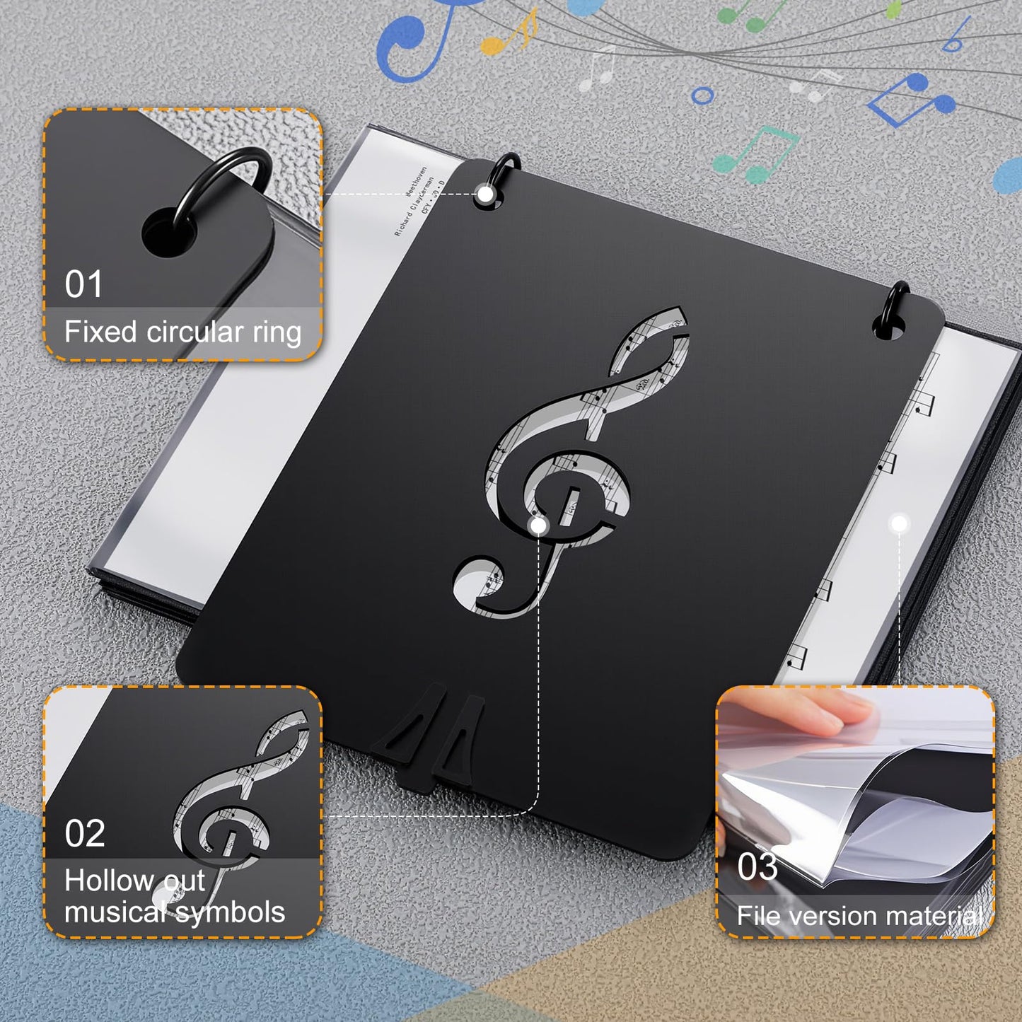 Feifeiya 2+20 Flip Folio Folder, Marching Band Music Flip Folder With 18 Windows Double Side 2 Holes Sheet Musical Page For Marc