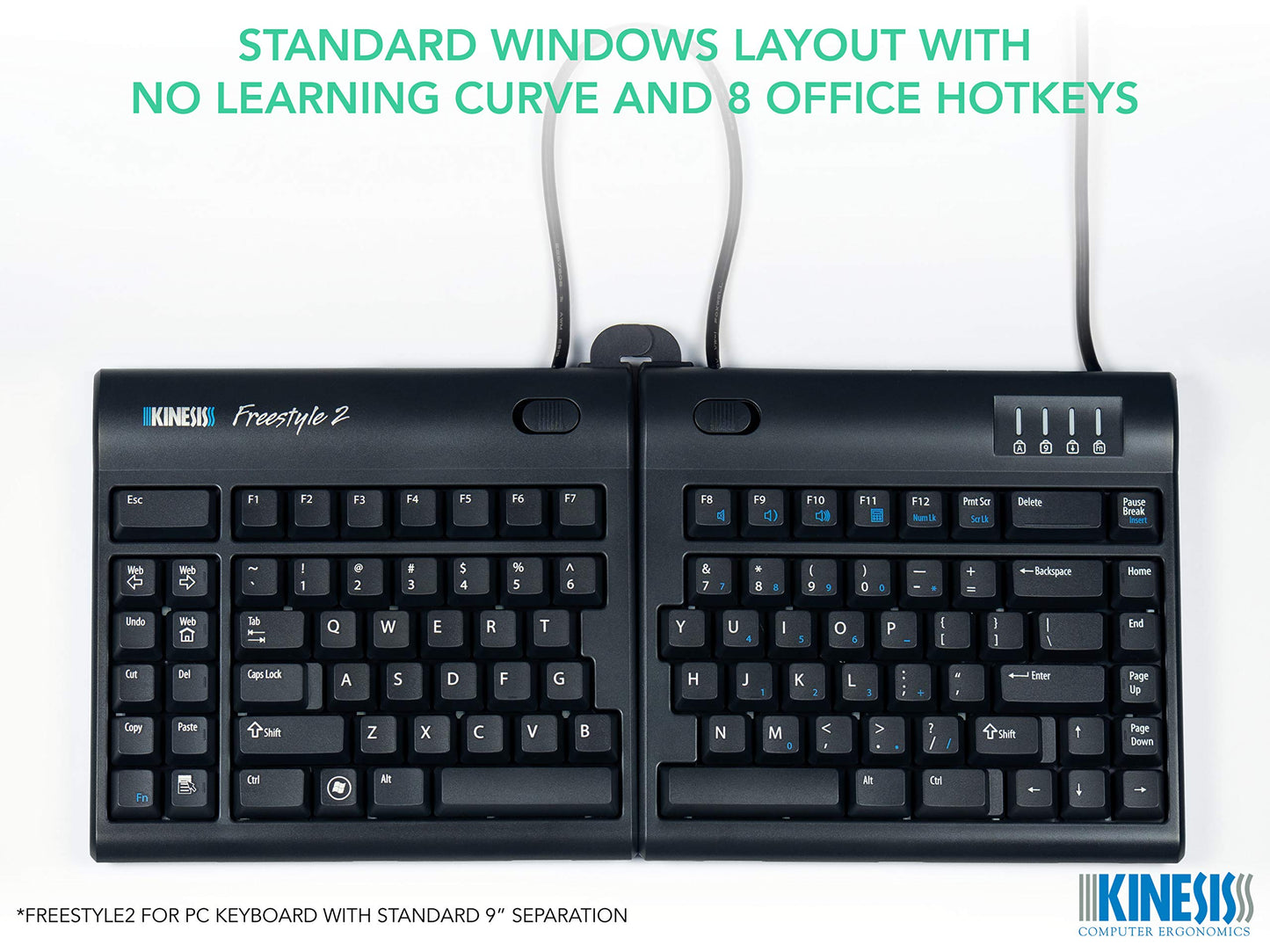 Kinesis Freestyle2 Ergonomic Keyboard For Pc (9 Or 20 Separation) (9 Separation)