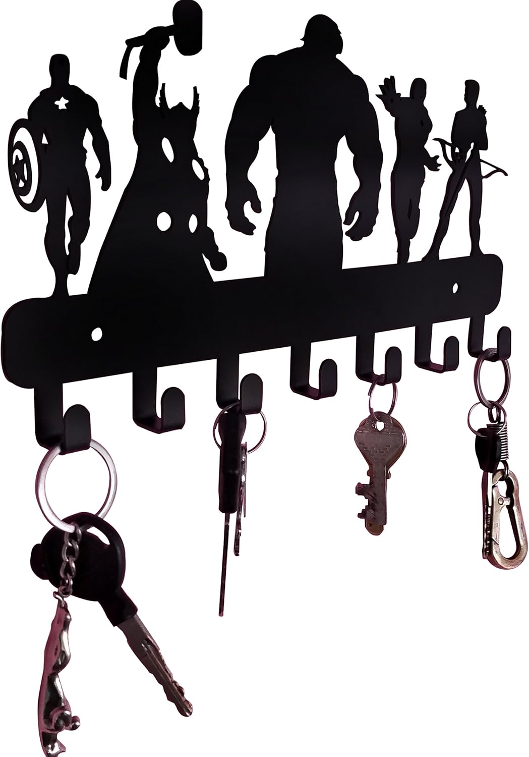 Superheros Wall Mounted Metal Key Holder, Key Organizer, Metal Key hook, 10.6 X 7.5 X 1 INCH