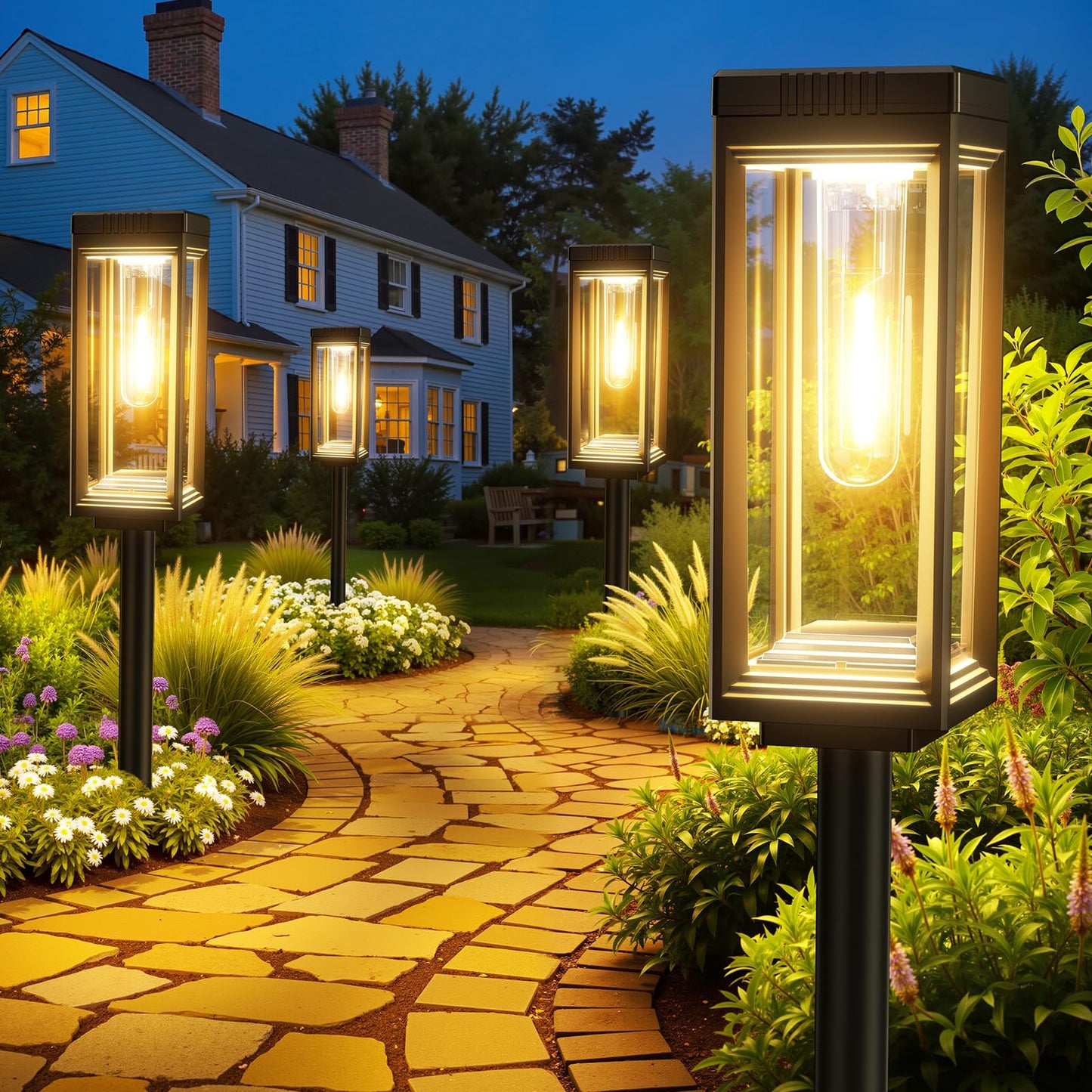 Solar Pathway Lights Outdoor Waterproof  2 Pack Outdoor Solar Lights For Yard With Reflector Cup  Auto On/Off  15+ Hours Runtime  Solar Lighting For Yard Path Lawn Walkway Driveway  Warm White