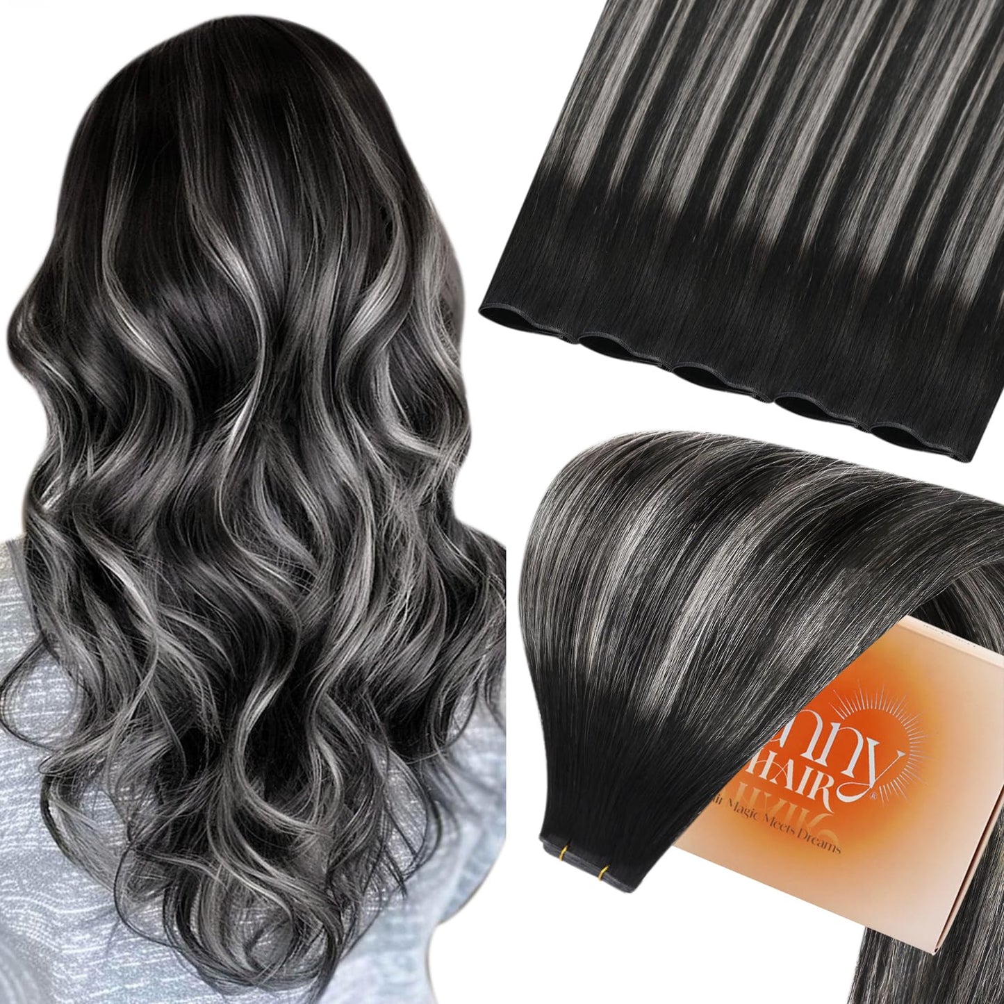 Sunny Hair Genius Weft Extensions Human Hair Sew In Extensions Ombre Genius Weft Hair Extensions Hand Tied Sew in Human Hair Ext